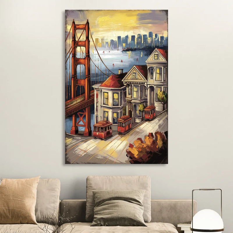 San Francisco Historic Architecture Sitting Room - Canvas Wall Art
