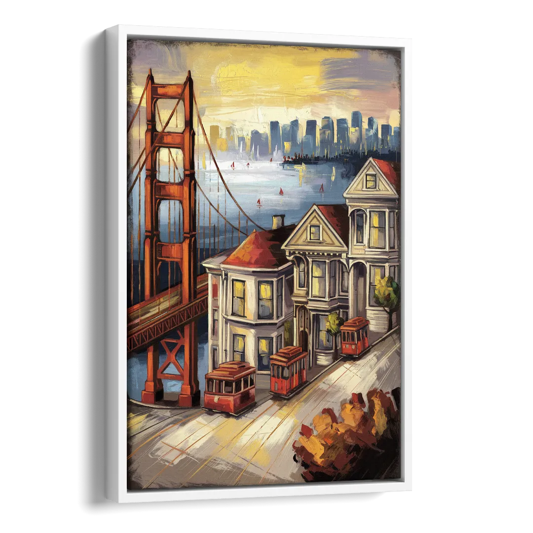 San Francisco Historic Architecture Side - White Canvas Wall Art