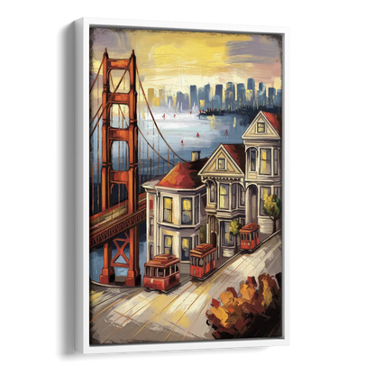 San Francisco Historic Architecture Side - White Canvas Wall Art