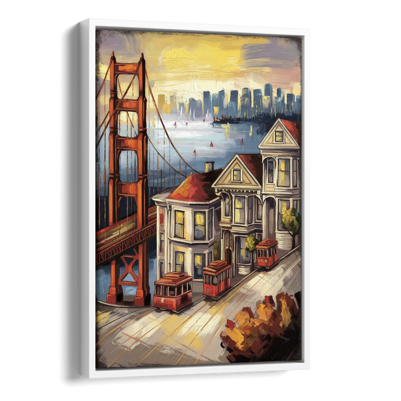 San Francisco Historic Architecture Side - White Canvas Wall Art