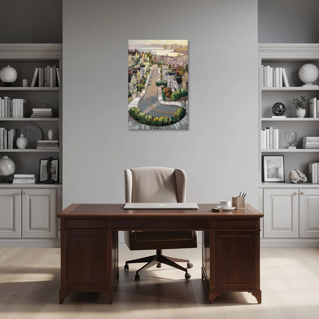 San Francisco Lombard Street Icon - Canvas Wall Art - Office - 24x36
