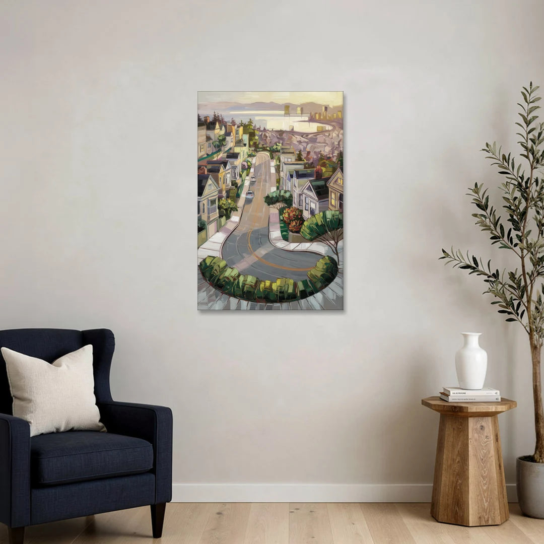 San Francisco Lombard Street Icon - Canvas Wall Art - Sofa - 24x36