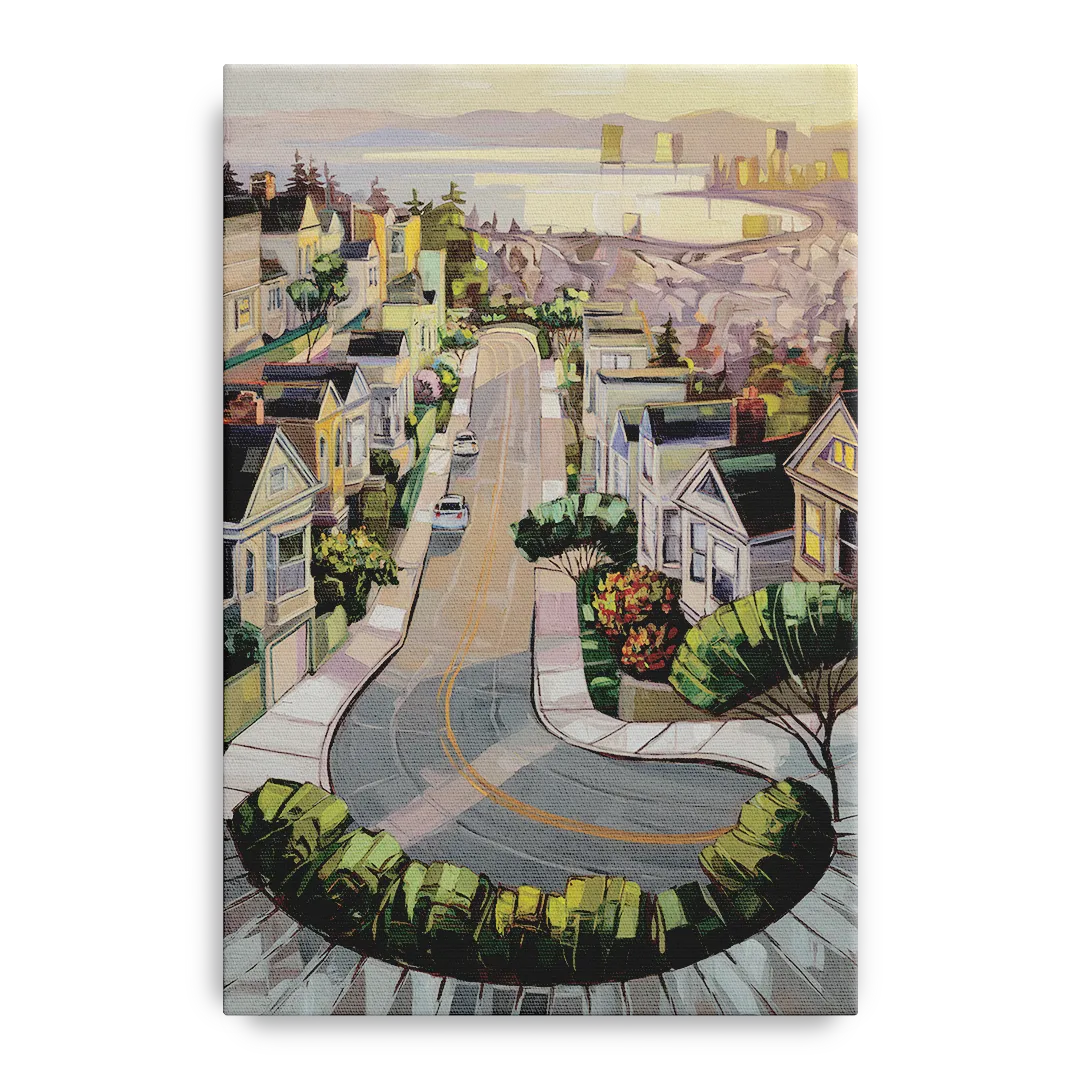 San Francisco Lombard Street Icon Front - Canvas Wall Art