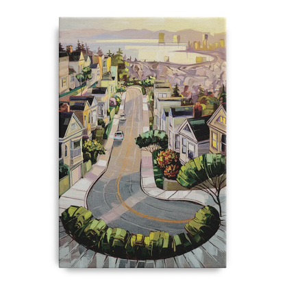San Francisco Lombard Street Icon Front - Canvas Wall Art