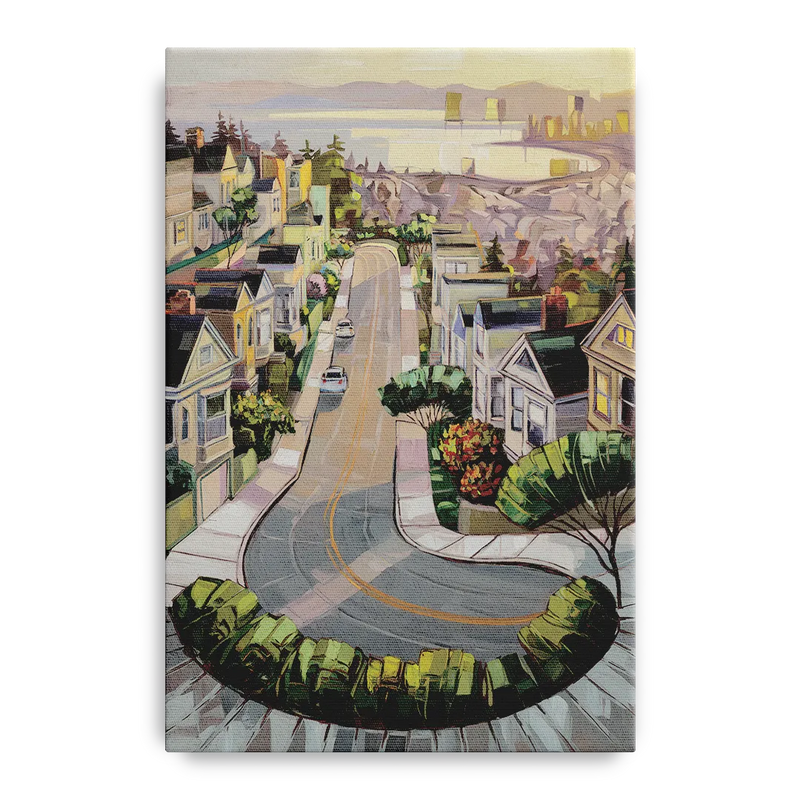 San Francisco Lombard Street Icon Front - Canvas Wall Art