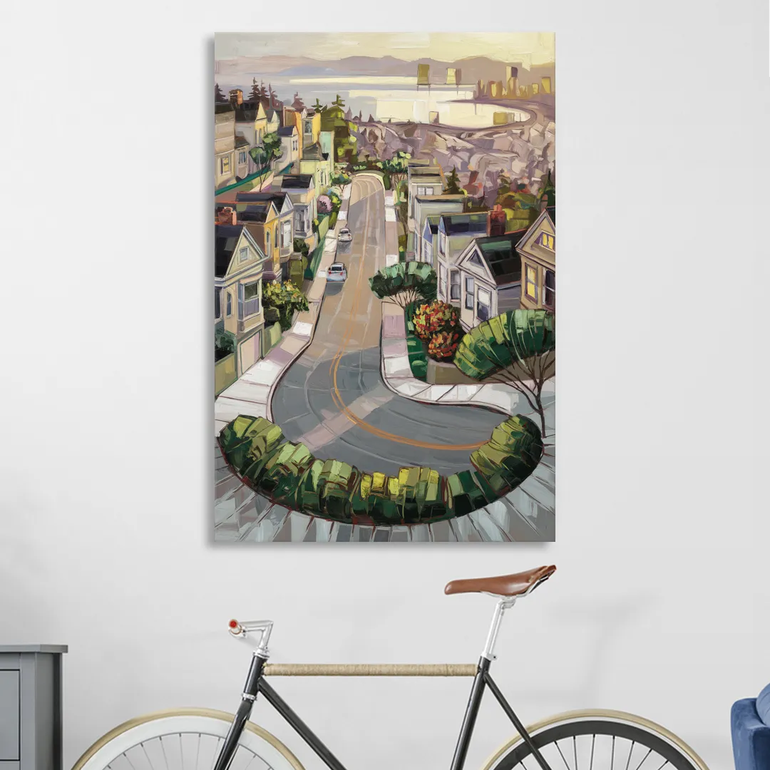 San Francisco Lombard Street Icon Sitting Room - Canvas Wall Art