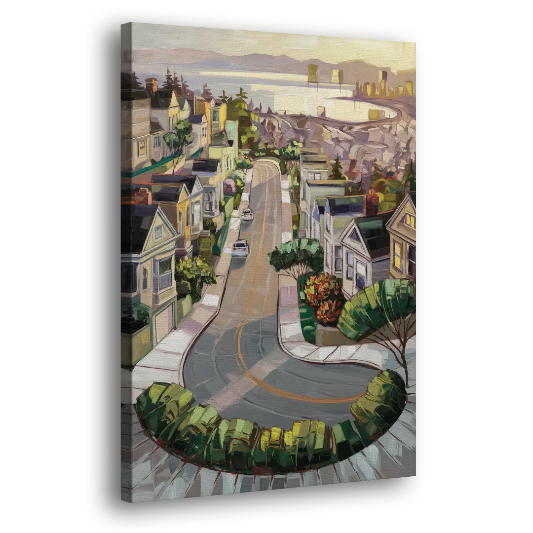 San Francisco Lombard Street Icon Side - Canvas Wall Art
