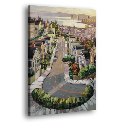 San Francisco Lombard Street Icon Side - Canvas Wall Art