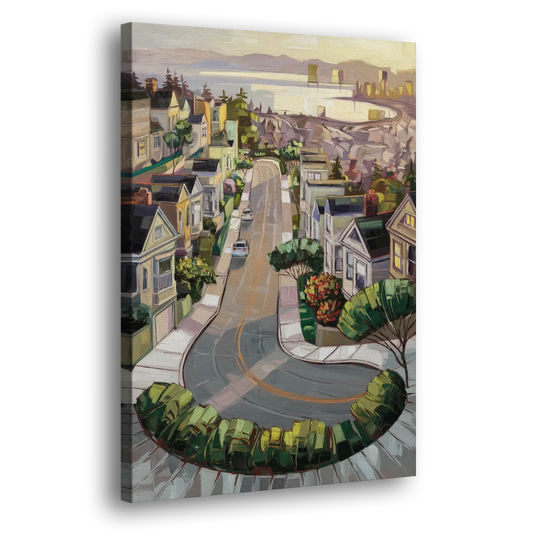 San Francisco Lombard Street Icon Side - Canvas Wall Art