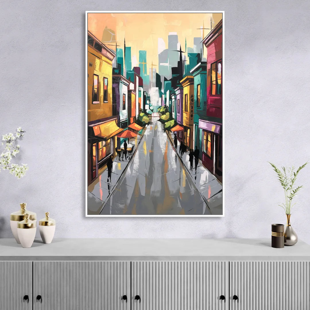 San Francisco Mission District Vibes Sitting Room - White Canvas Wall Art