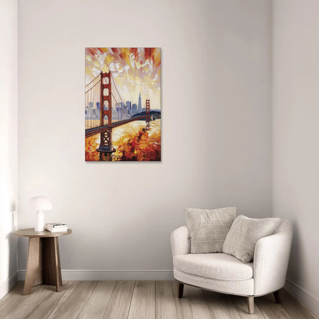 San Francisco Skyline Silhouette - Canvas Wall Art - Sofa - 24x36