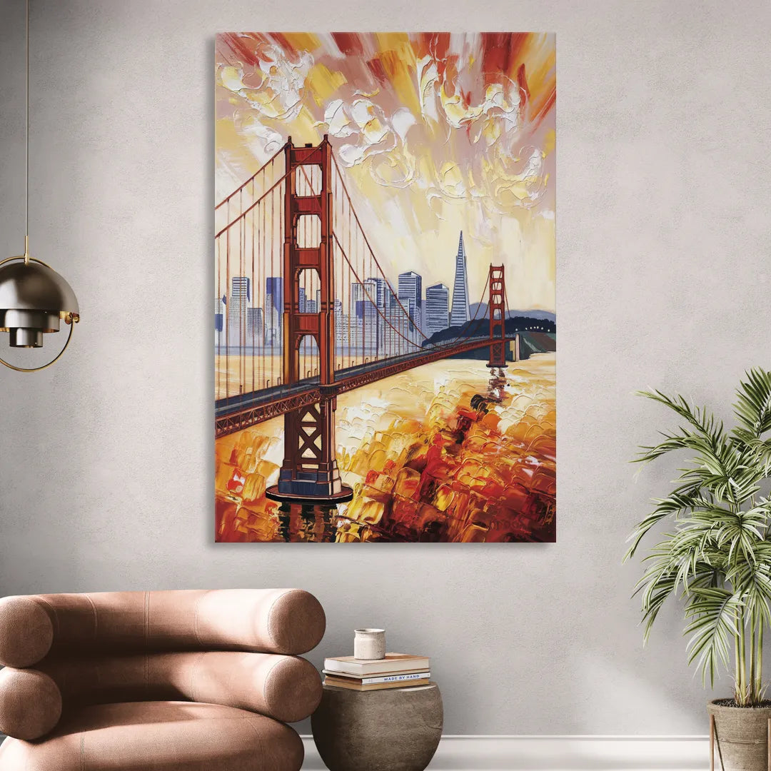 San Francisco Skyline Silhouette Living Room - Canvas Wall Art