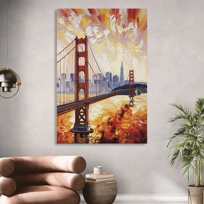 San Francisco Skyline Silhouette Living Room - Canvas Wall Art