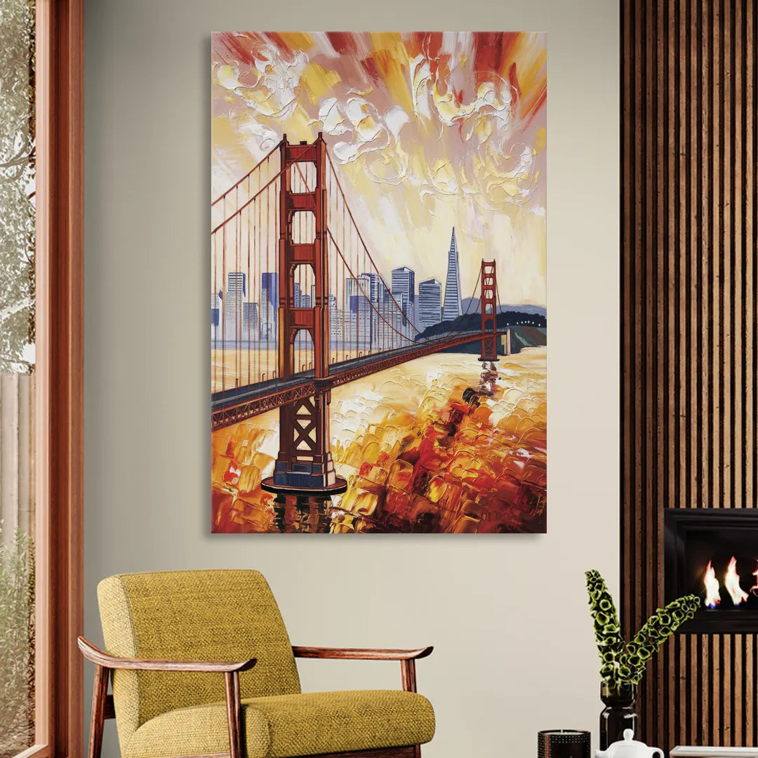 San Francisco Skyline Silhouette Sitting Room - Canvas Wall Art