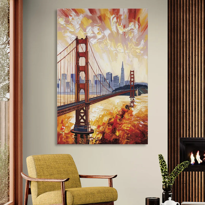 San Francisco Skyline Silhouette Sitting Room - Canvas Wall Art