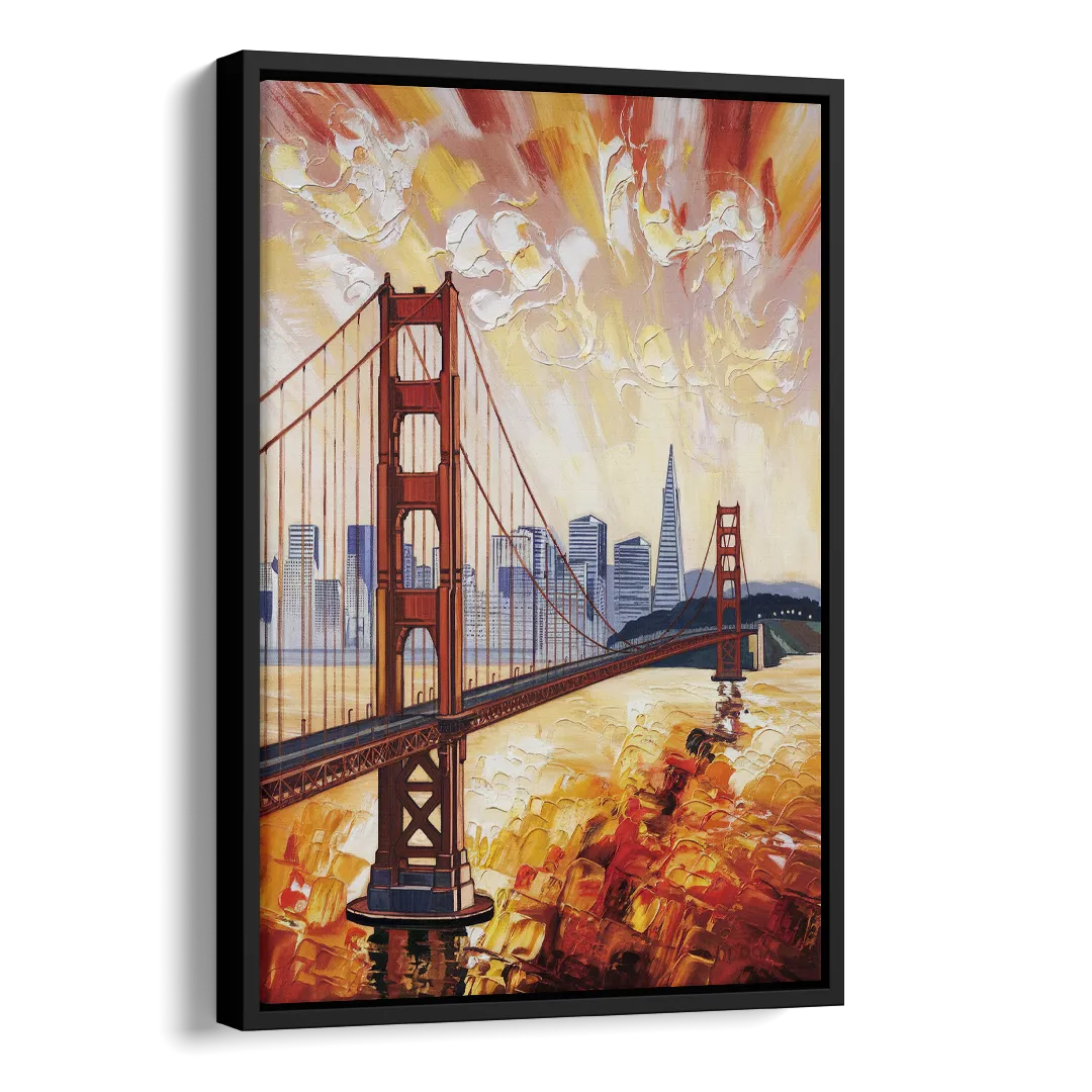 San Francisco Skyline Silhouette Side - Black Canvas Wall Art