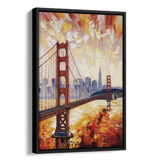 San Francisco Skyline Silhouette Side - Black Canvas Wall Art