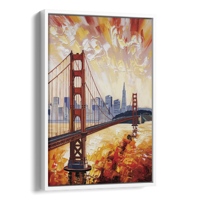 San Francisco Skyline Silhouette Side - White Canvas Wall Art