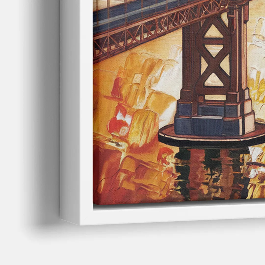 San Francisco Skyline Silhouette - Close-Up White Frame Canvas