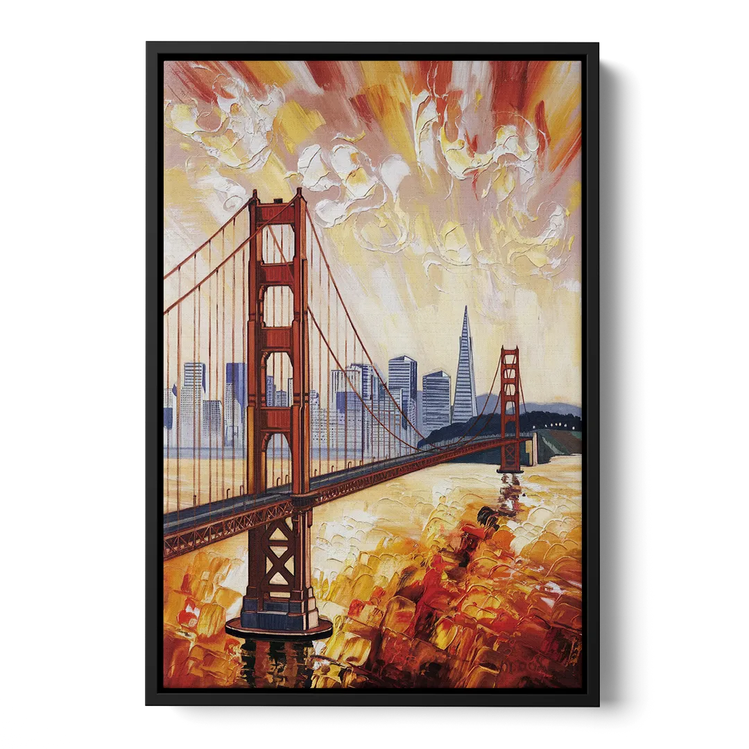 San Francisco Skyline Silhouette Front - Black Canvas Wall Art