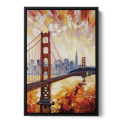 San Francisco Skyline Silhouette Front - Black Canvas Wall Art
