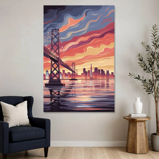 San Francisco Skyline at Sunset - Canvas Wall Art - Sofa - 40x60