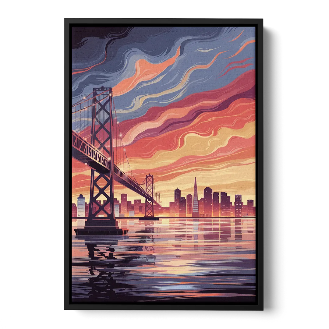 San Francisco Skyline at Sunset Front - Black Canvas Wall Art