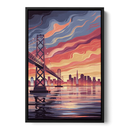 San Francisco Skyline at Sunset Front - Black Canvas Wall Art