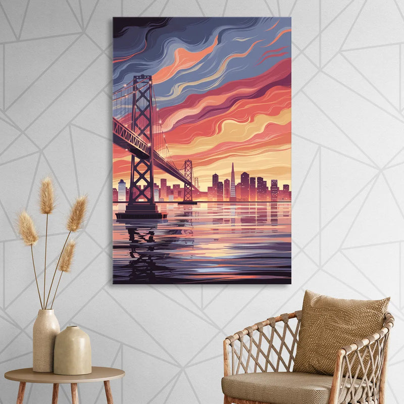 San Francisco Skyline at Sunset Sitting Room - Canvas Wall Art