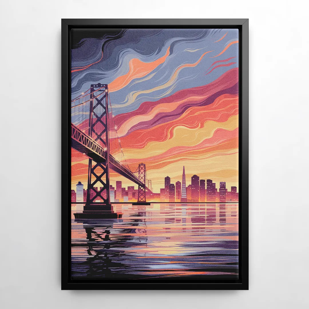 San Francisco Skyline at Sunset - Black Frame Canvas