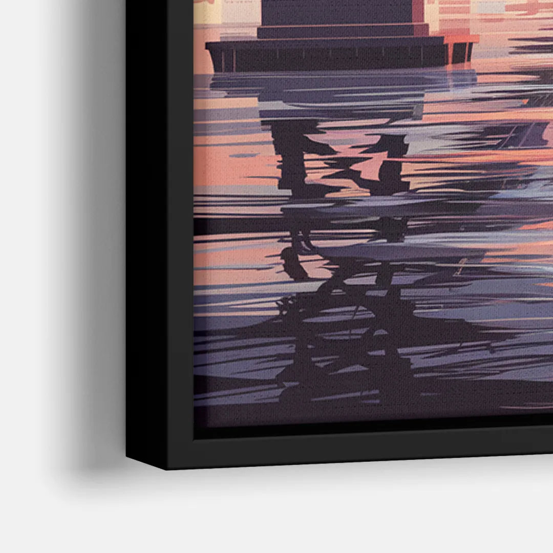 San Francisco Skyline at Sunset - Close-Up Black Frame Canvas