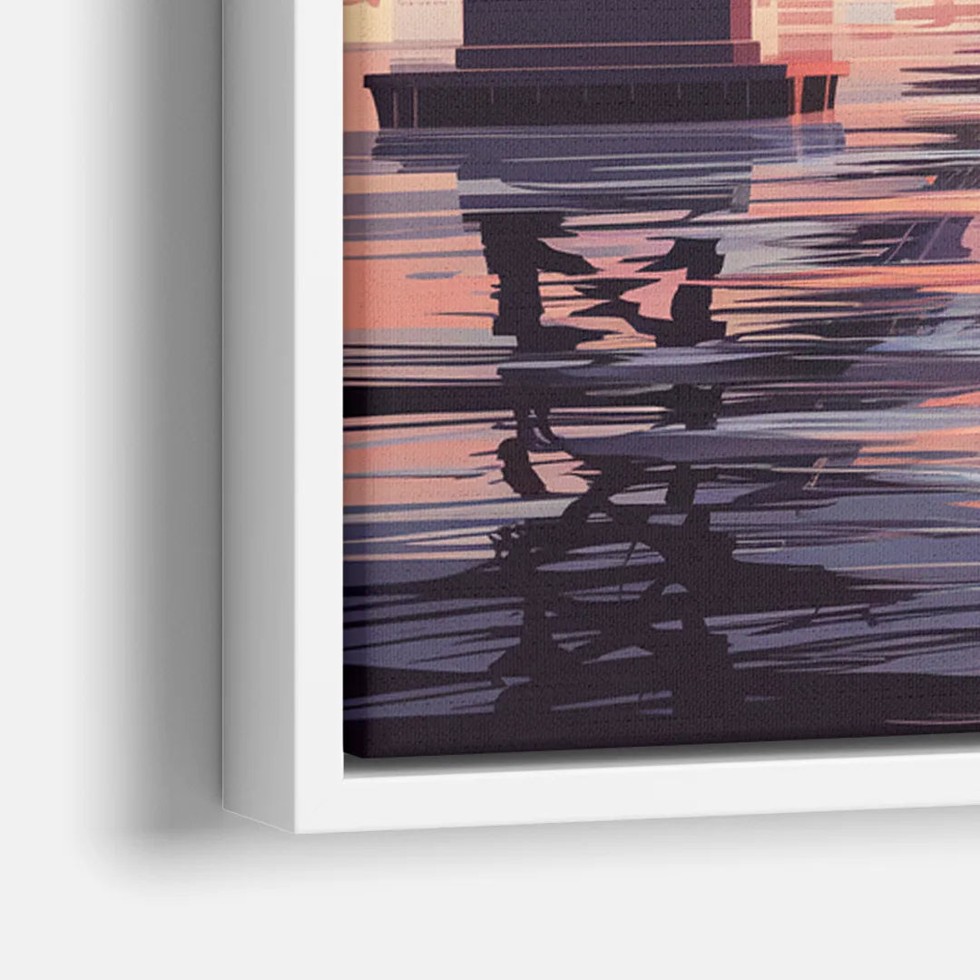 San Francisco Skyline at Sunset - Close-Up White Frame Canvas