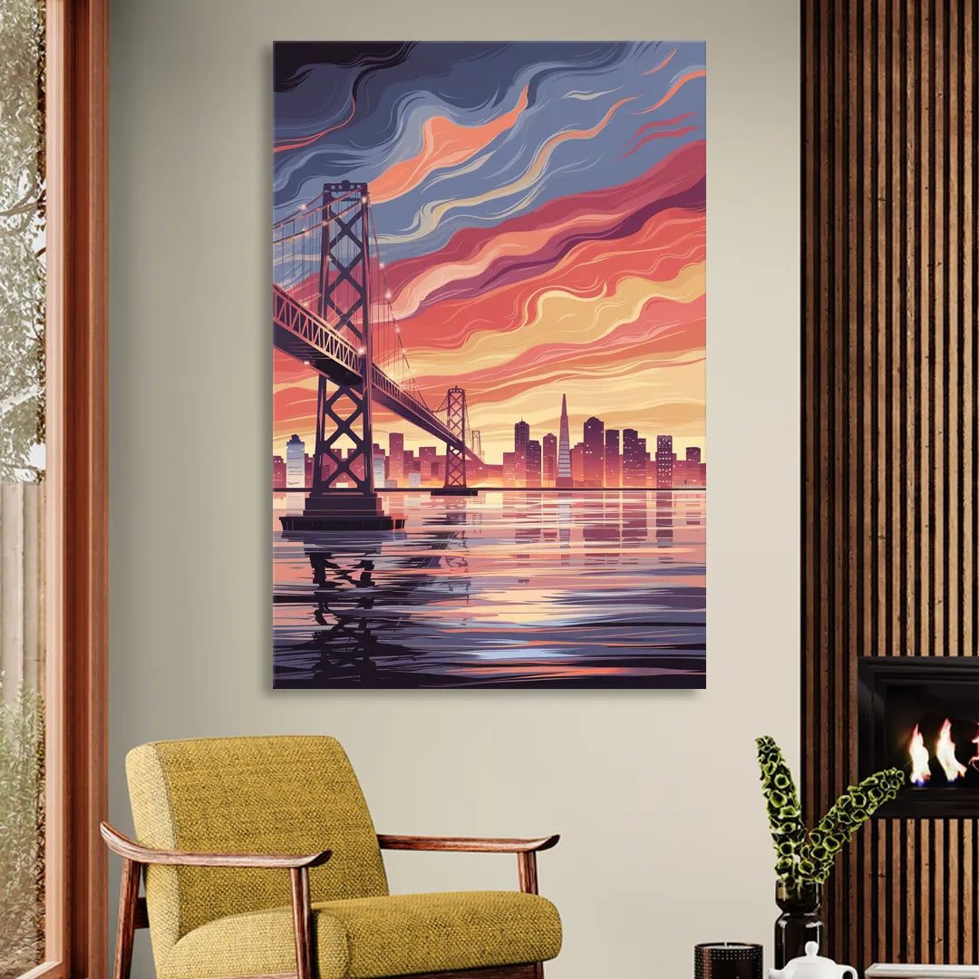 San Francisco Skyline at Sunset Living Room - Canvas Wall Art