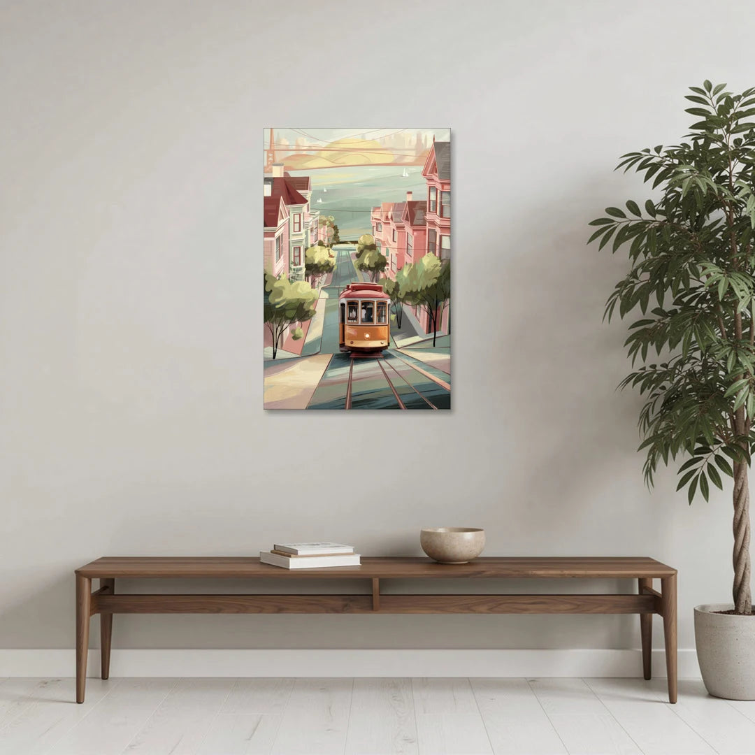 San Francisco Streetcar Charm - Canvas Wall Art - Coffee Table - 24x36