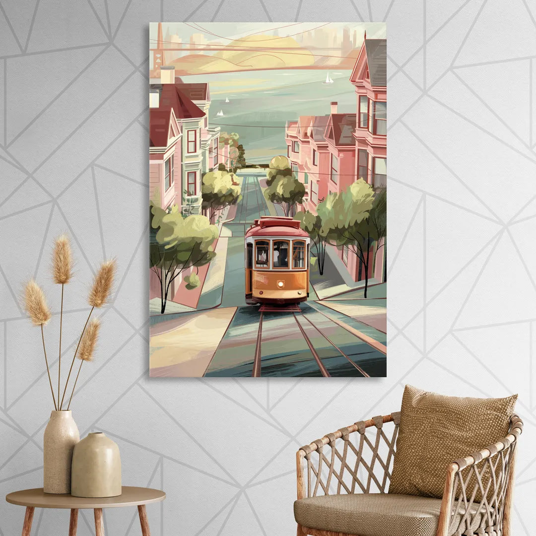 San Francisco Streetcar Charm Living Room - Canvas Wall Art