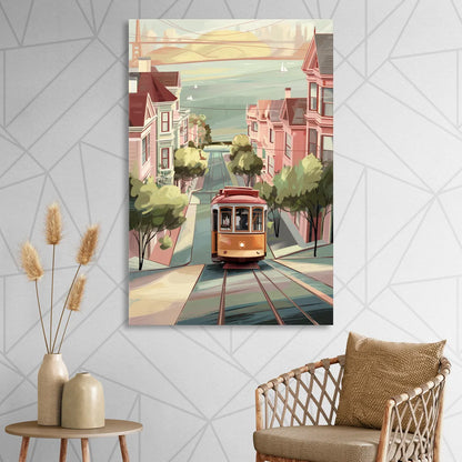 San Francisco Streetcar Charm Living Room - Canvas Wall Art