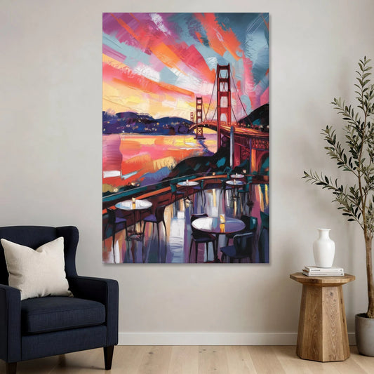 San Francisco Sunset Over the Bay - Canvas Wall Art - Sofa - 40x60