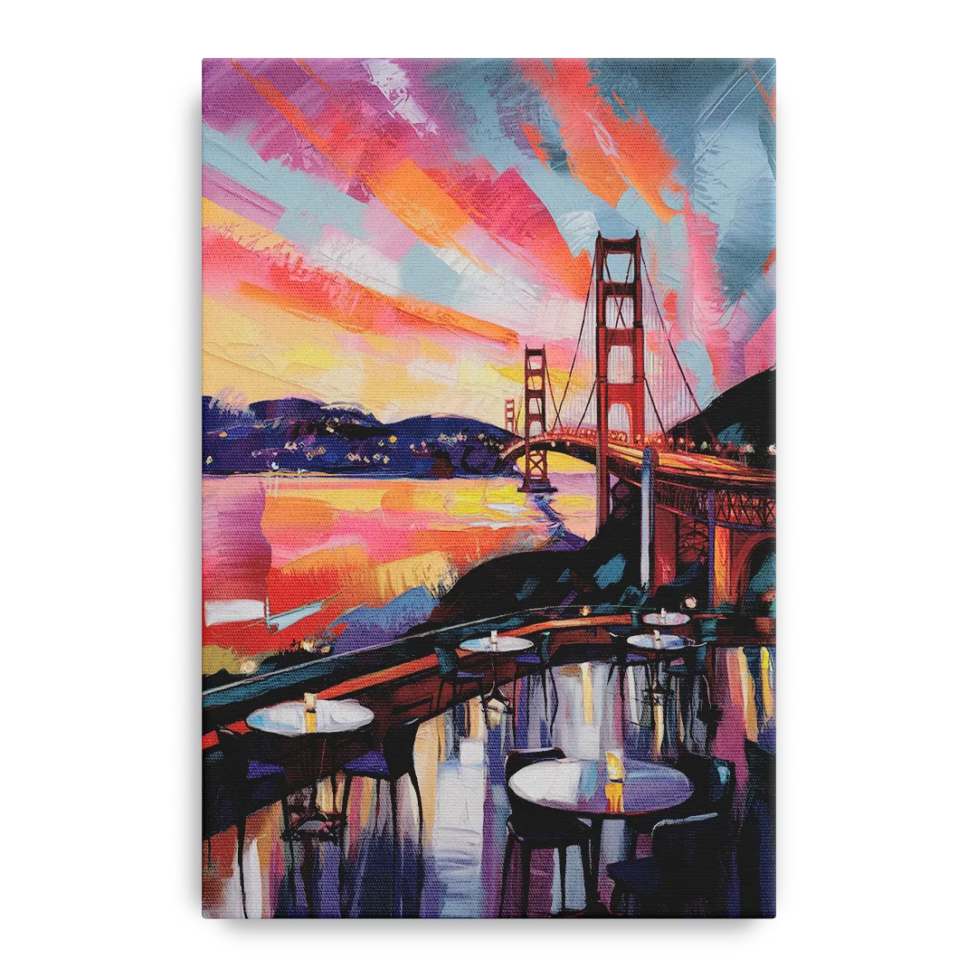 San Francisco Sunset Over the Bay Front - Canvas Wall Art