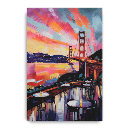 San Francisco Sunset Over the Bay Front - Canvas Wall Art
