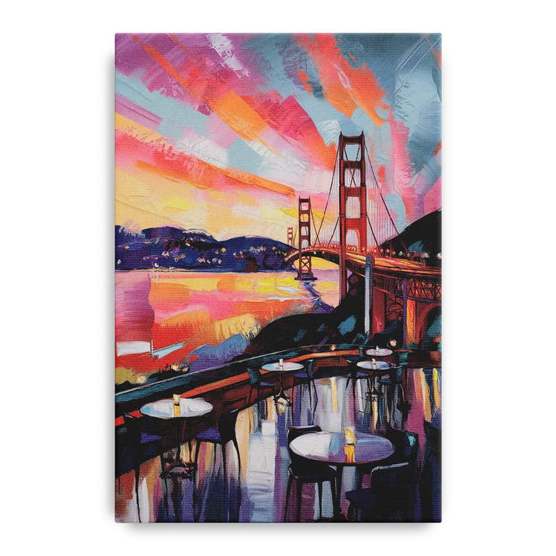 San Francisco Sunset Over the Bay Front - Canvas Wall Art