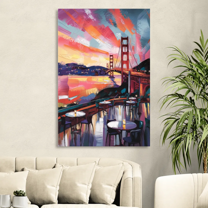 San Francisco Sunset Over the Bay Living Room - Canvas Wall Art