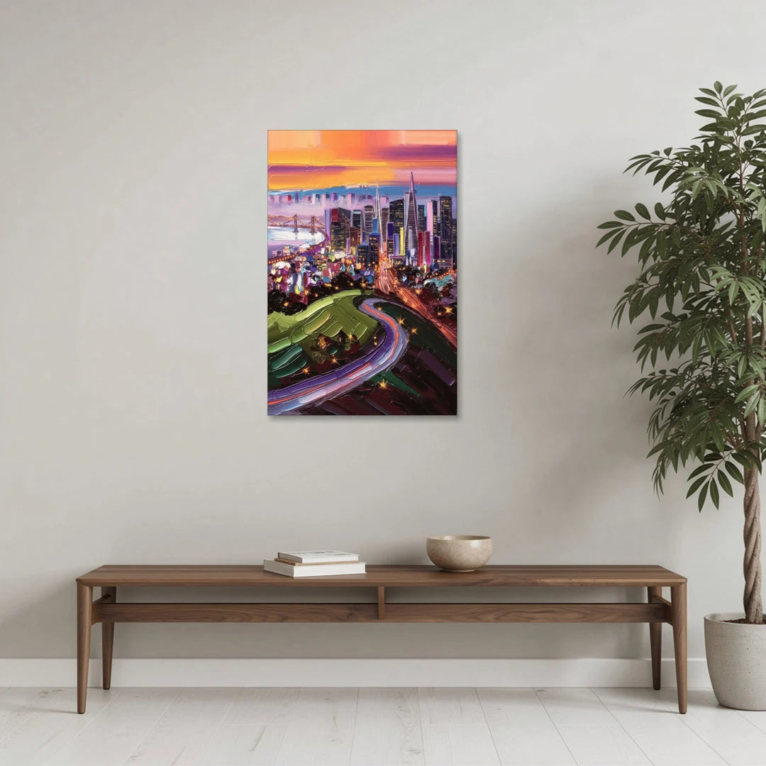 San Francisco Twin Peaks View - Canvas Wall Art - Coffee Table - 24x36