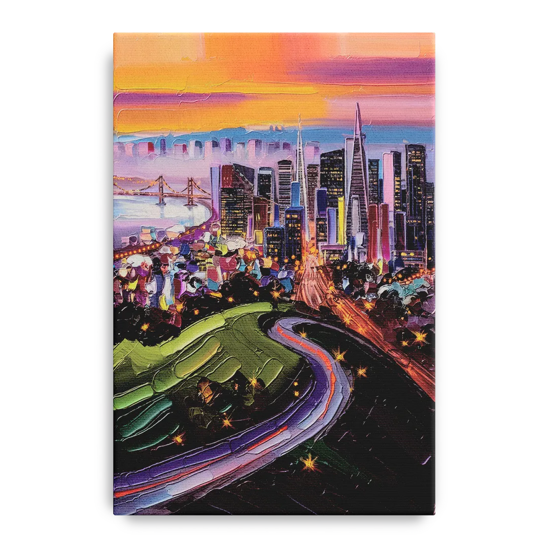 San Francisco Twin Peaks View Front - Canvas Wall Art
