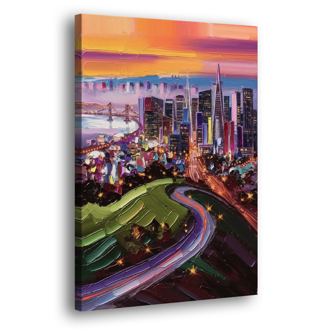 San Francisco Twin Peaks View Side - Canvas Wall Art