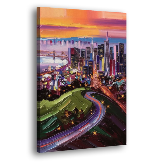 San Francisco Twin Peaks View Side - Canvas Wall Art