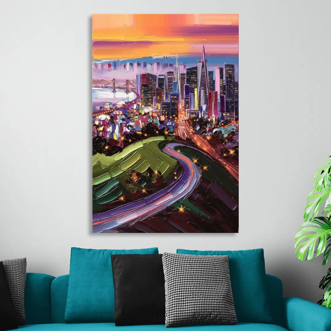 San Francisco Twin Peaks View Sitting Room - Canvas Wall Art
