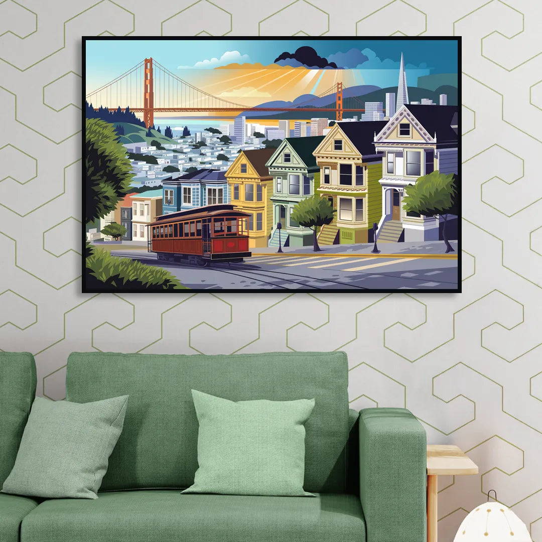 San Francisco Urban Landscape Sitting Room - Black Canvas Wall Art