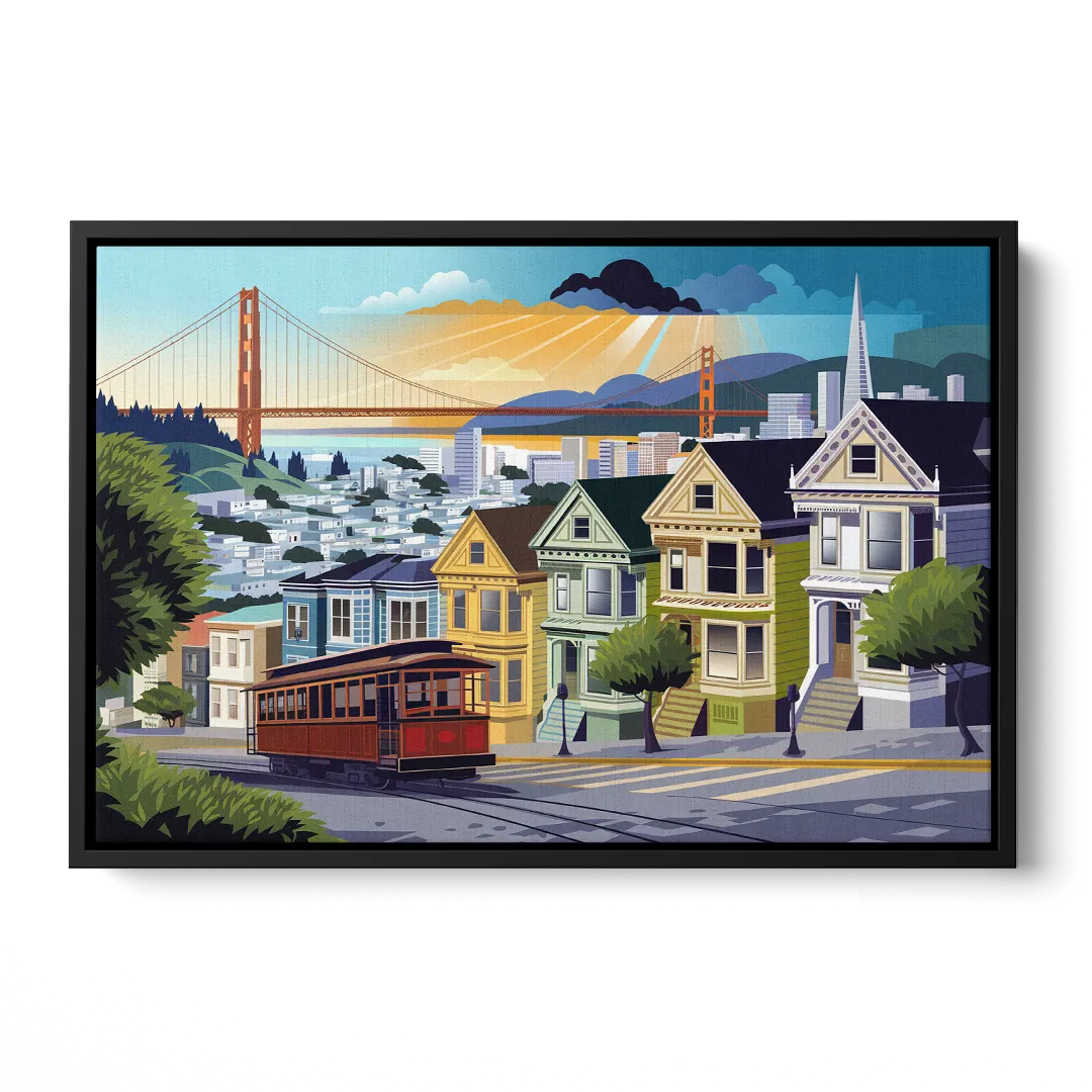 San Francisco Urban Landscape Front - Black Canvas Wall Art