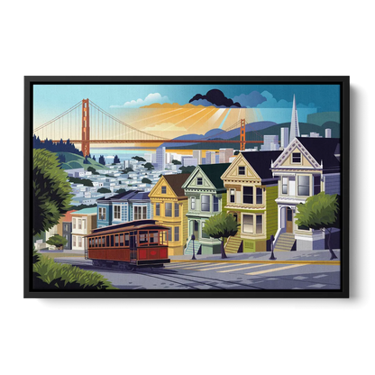 San Francisco Urban Landscape Front - Black Canvas Wall Art