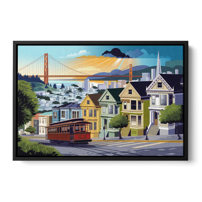 San Francisco Urban Landscape Front - Black Canvas Wall Art